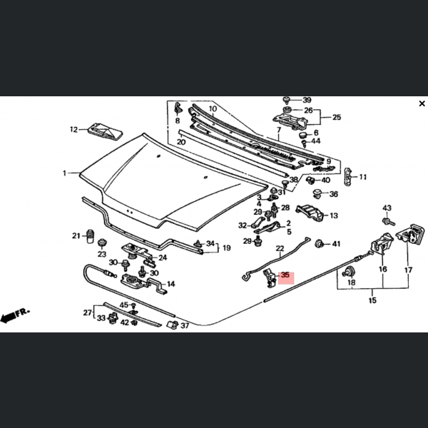 Suporte de fixação do capô original Honda (Honda Civic/CRX 88-91)